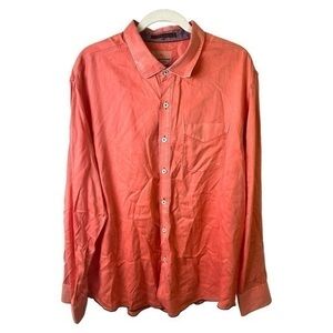 Tommy Bahama Shirt Mens Extra Large Long Sleeve Rusted Orange Button Down Tropic